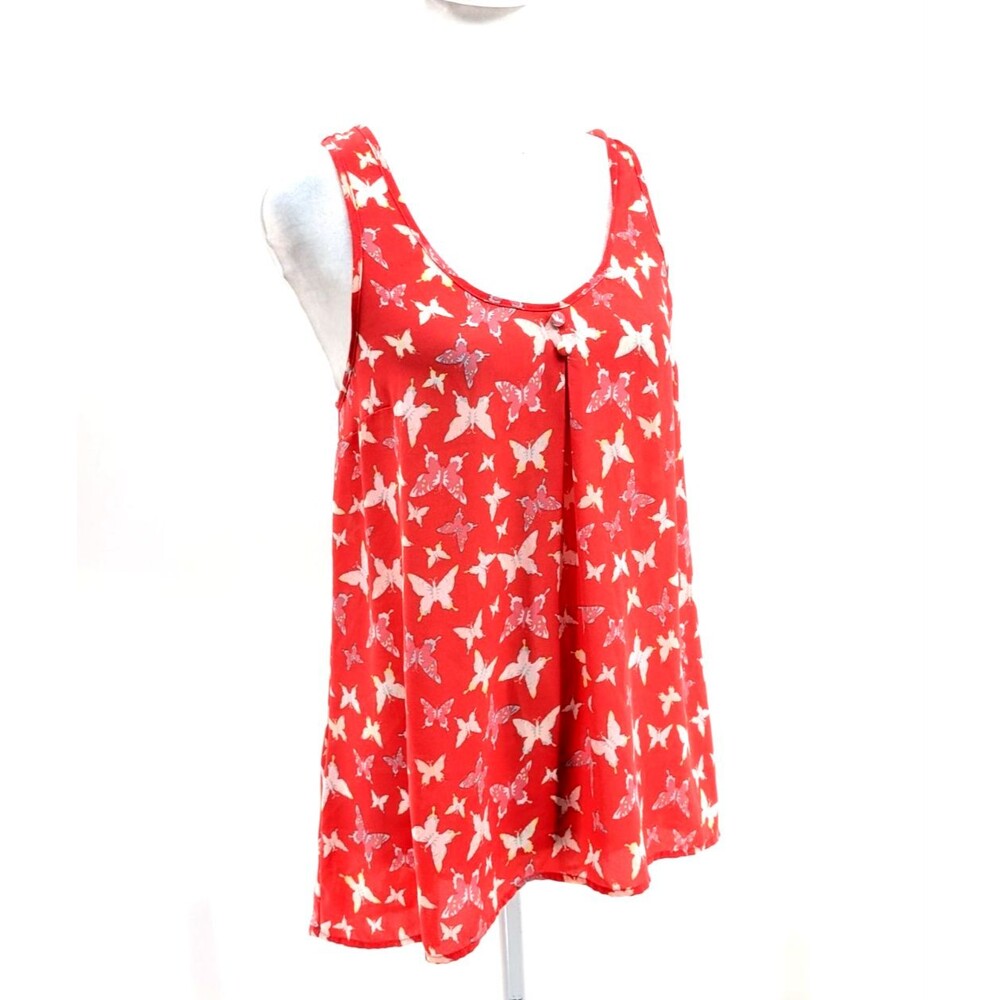 Candie’s Pink Coral Butterfly Bow Back Y2K 90s Tank Top Blouse Size Medium - Picture 11 of 11